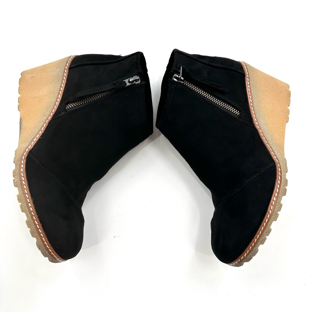 Toms Black Avery Wedge Suede Side Zipper Bootie - Picture 6 of 9